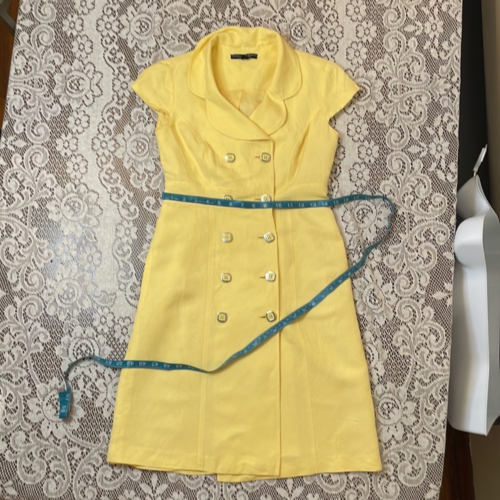 Isabella DeMarco Tahari Levine linen double breasted dress